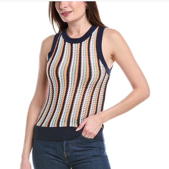 525 America Tops - 525 America Stripe Vertical Crochet Tank